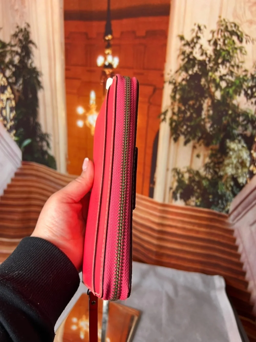 kate spade ♠️  New York Hot Pink Zip-Around Leather Wallet 12 card slots Lined